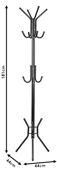 Cuier haine tip pom Piero metal negru D44x181cm