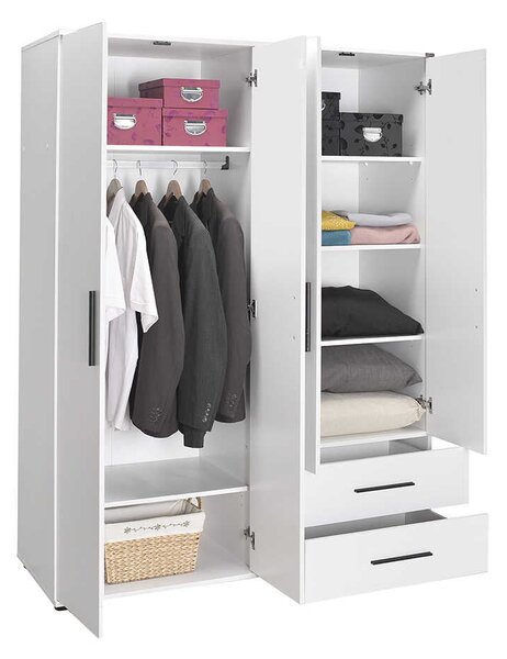 Dulap Haine Adore White, 4 usi si 2 sertare, Alb, 137x187x52 cm