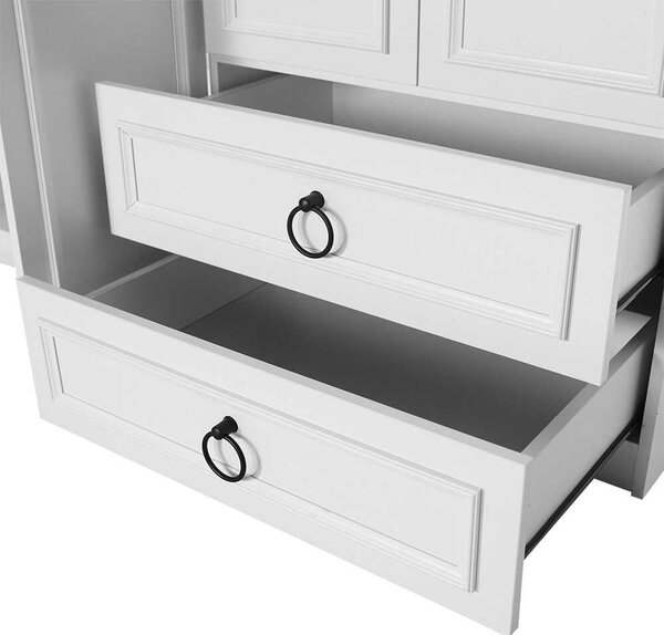 Dulap Haine Adore Hampton, 4 usi si 2 sertare, Alb, 140x185x52 cm
