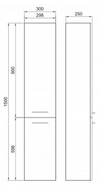 Cersanit Lara, dulap suspendat inalt 150x30 cm, alb lucios, S926-007-DSM