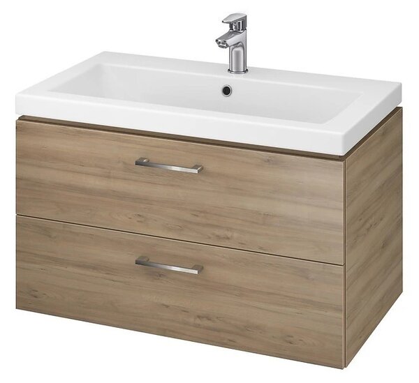 Cersanit Lara Como, set dulap suspendat 79,4x44,7x46 cm si chiuveta ceramica, nuc, S801-154-DSM