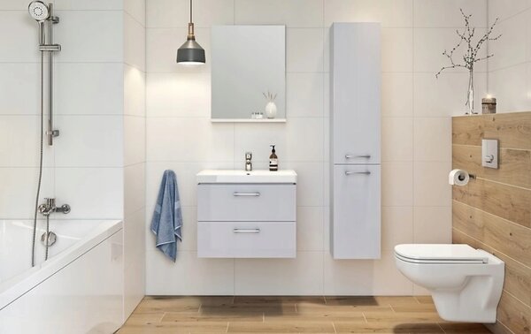 Cersanit Lara, dulap suspendat 50x40 cm + chiuveta ceramica Como, alb lucios, S801-146-DSM