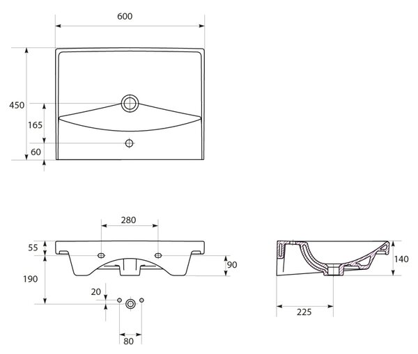 Cersanit Lara City 60, dulap SET + chiuveta, 594x447x460 mm, alb lucios, S801-142-DSM