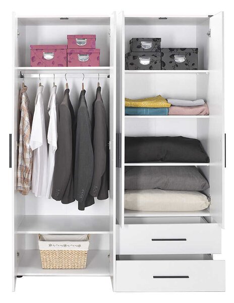 Dulap Haine Adore White, 4 usi si 2 sertare, Alb, 137x187x52 cm