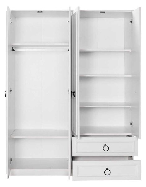 Dulap Haine Adore Hampton, 4 usi si 2 sertare, Alb, 140x185x52 cm