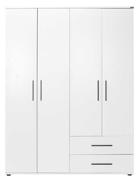 Dulap Haine Adore White, 4 usi si 2 sertare, Alb, 137x187x52 cm