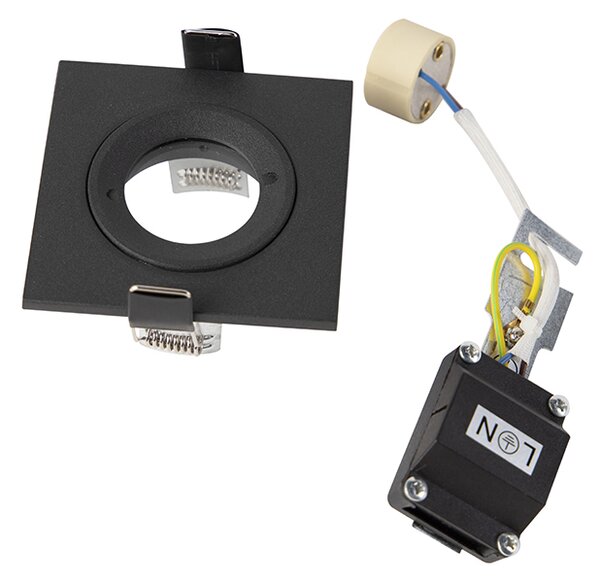 Spot încastrat inteligent negru pătrat IP44 incl. Wifi GU10 - Xena