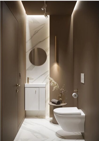 Cersanit Larga Oval CleanOn - vas WC suspendat cu scaun SLIM din duroplast, alb, S701-472