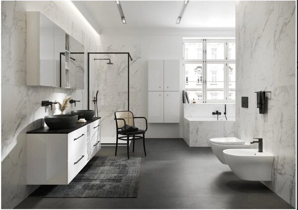 Cersanit Larga Oval CleanOn - vas WC suspendat cu scaun SLIM din duroplast, alb, S701-472