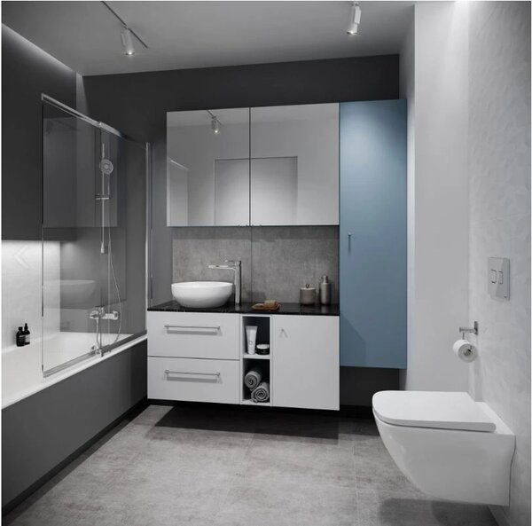 Cersanit Larga patrat Clean On, vas WC suspendat 3/5 l + scaun cu inchidere lenta din duroplast, alb, S701-473