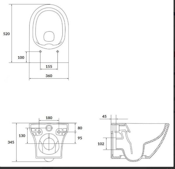 Cersanit Larga Oval CleanOn - vas WC suspendat cu scaun SLIM din duroplast, alb, S701-472