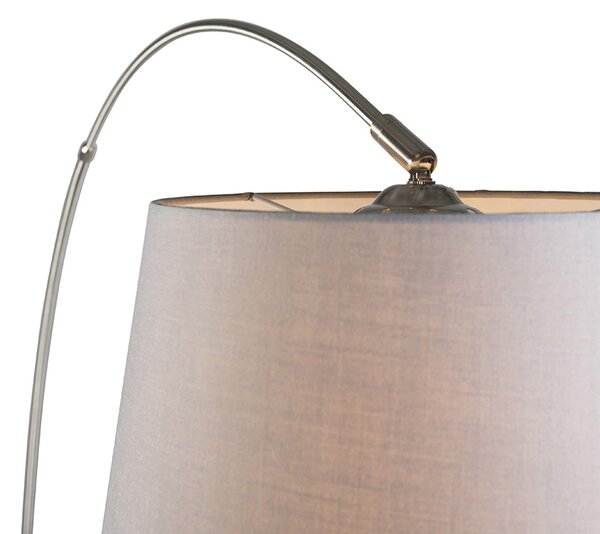 Lampă modernă cu arc din oțel cu abajur din stofă gri - Arc Basic