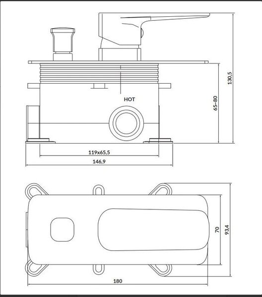 Cersanit Larga, baterie baie - dus ascunsa + Box, negru mat, S951-373