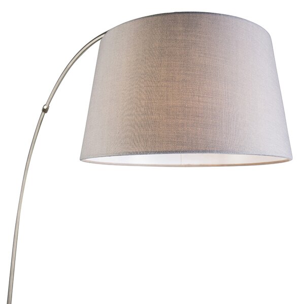 Lampă modernă cu arc din oțel cu abajur din stofă gri - Arc Basic