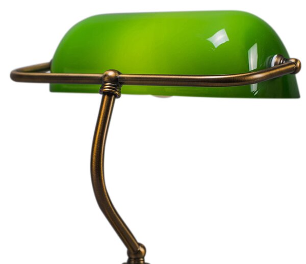Lampă de masă clasică inteligentă bronz cu sticlă verde incl. Wifi A60 - Banker