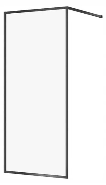 Cersanit Larga, Paravan de dus Walk-In 90x200 cm, sticla transparenta 8mm, profil negru, S932-138