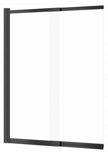 Cersanit Larga, paravan de baie 140x115 cm, sticla transparenta cu aripi duble, profil negru, S932-142