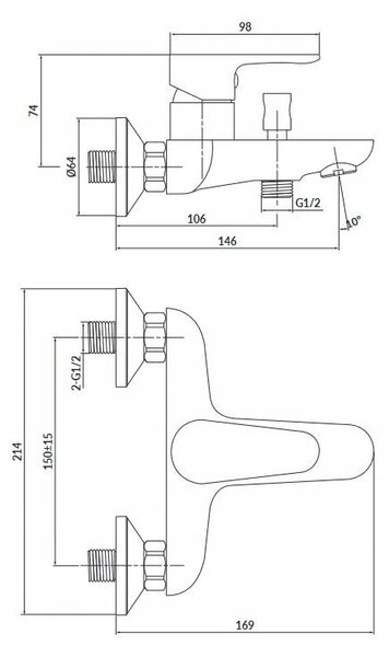 Cersanit Libra - baterie pentru cada, crom, S951-406