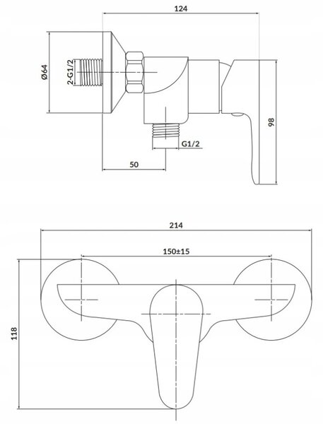Cersanit Libra - baterie dus, crom, S951-407