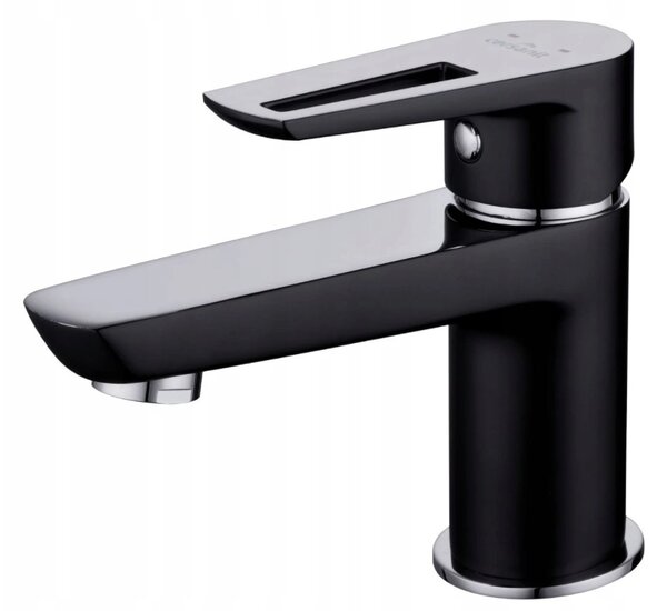 Cersanit Mille, baterie lavoar joasa cu dop metalic, negru-crom, S951-048