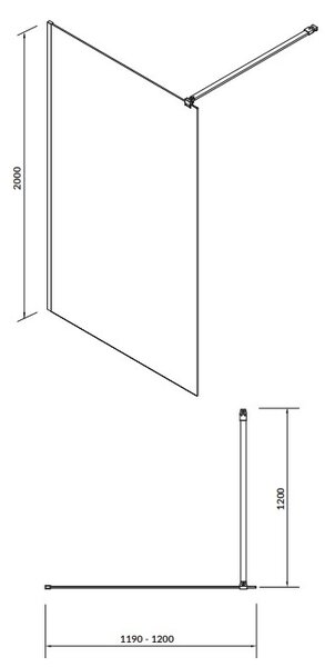 Cersanit Mille, cabină de duș 120x200 cm, sticlă transparentă 8 mm, profil negru, S161-004