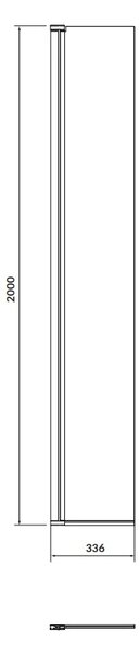Cersanit Mille, cabină de duș rotativă 30x200 cm, sticlă transparentă 8 mm, profil negru, S161-011