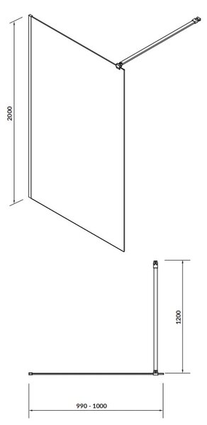 Cersanit Mille, cabină de duș 100x200 cm, sticlă transparentă 8 mm, profil crom, S161-001