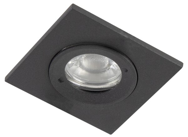 Set de 3 spoturi incastrate pentru baie negru pătrat IP44 - Xena