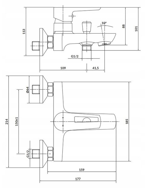 Cersanit Mille - baterie pentru cada, crom, S951-006