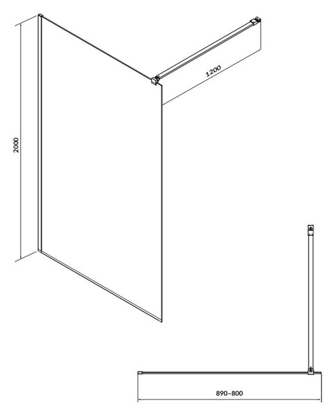 Cersanit Mille, cabină de duș 90x200 cm, sticlă transparentă 8 mm, profil crom, SS161-006