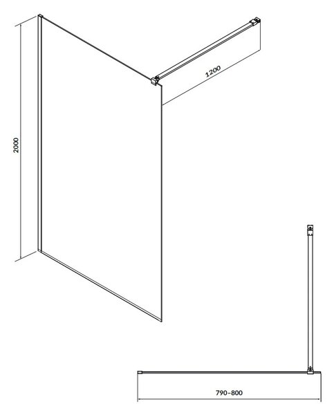 Cersanit Mille, cabină de duș 80x200 cm, sticlă transparentă 8 mm, profil negru, S161-007
