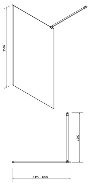 Cersanit Mille, cabină de duș 120x200 cm, sticlă transparentă 8 mm, profil crom, S161-002