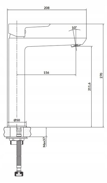 Cersanit Mille, baterie lavoar inalta cu dop metalic, alb, S951-355