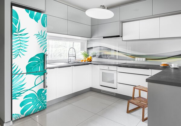 Autocolant pe frigider frunze tropicale