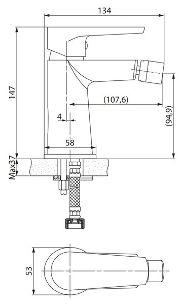 Cersanit Moduo, baterie bideu, negru mat, S951-570