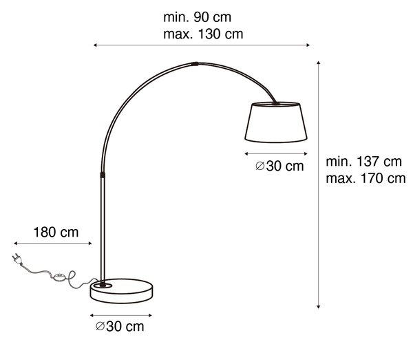 Lampă arcuită inteligentă modernă neagră, inclusiv Wi-Fi A60 - Arc Basic