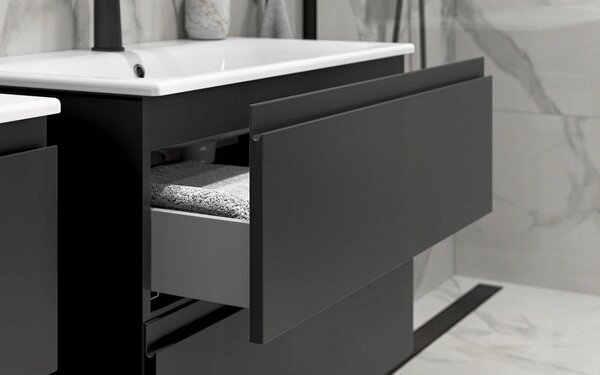 Cersanit Moduo Slim SET, dulap suspendat 80x38x62 cm + chiuveta 80 cm, antracit mat, S801-468-DSM