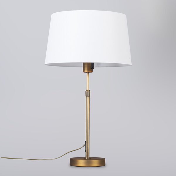 Lampă de masă din bronz cu abajur alb 35 cm reglabil - Parte