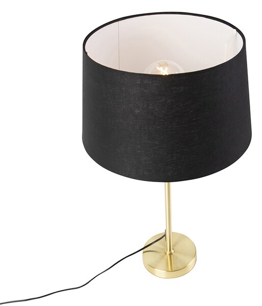 Lampă de masă auriu/alamă cu abajur din in negru 35 cm - Parte