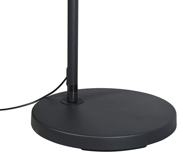Lampă modernă cu arc neagră cu abajur din stofă neagră - Arc Basic