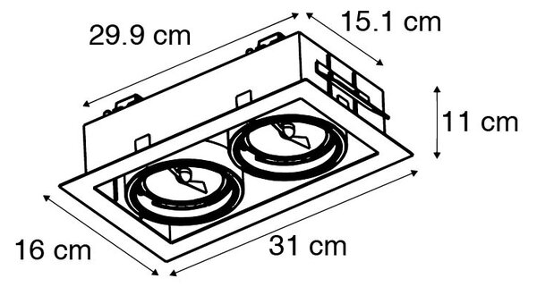 Set de 6 spoturi incastrate negre AR111 reglabile cu 2 lumini - Oneon