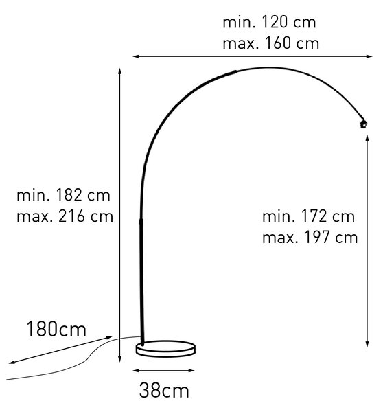 Lampă de arc modernă din oțel reglabilă fără abajur