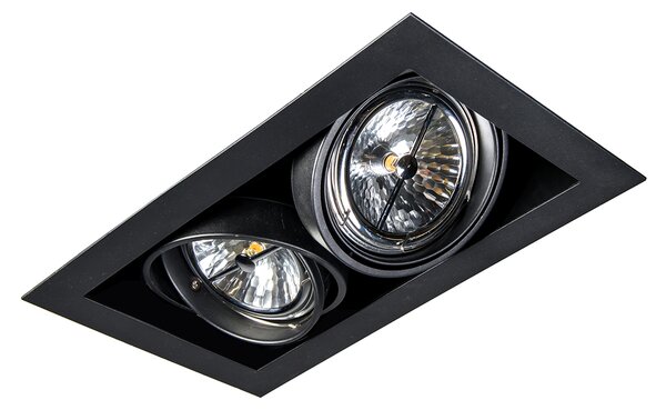 Spot integrat negru reglabil AR111 cu 2 lumini - Oneon