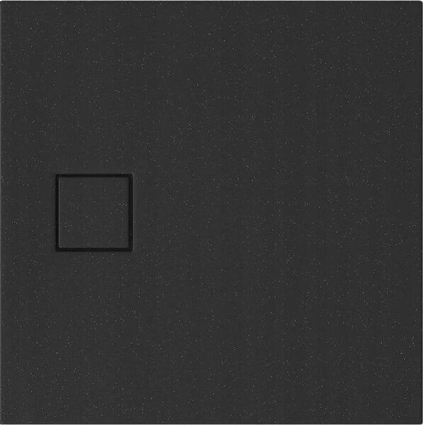 Cersanit Tako Slim, cadă de duș pătrată din acril 80x80x4 cm + sifon negru, negru, S932-165
