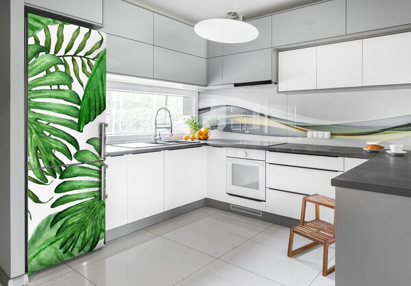 Autocolant pe frigider frunze tropicale