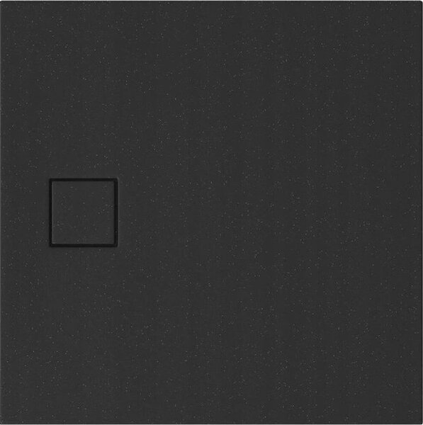 Cersanit Tako Slim, cadă de duș pătrată din acril 90x90x4 cm + sifon negru, negru, S932-166