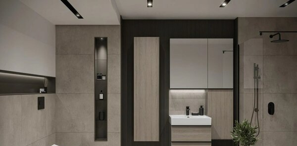 Cersanit Virgo, dulap inalt 40x30x160 cm, stejar gri cu manere negre, S522-035