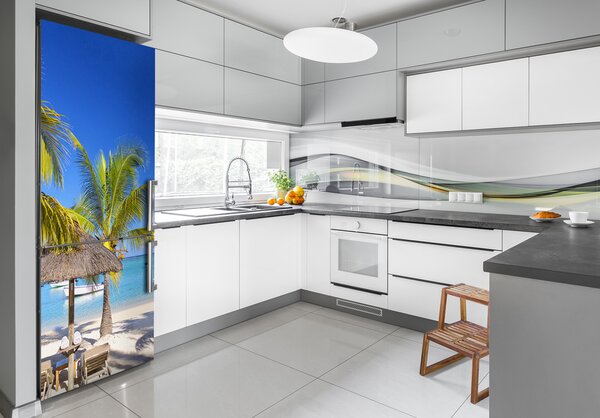 Autocolant pe frigider plaja tropicala