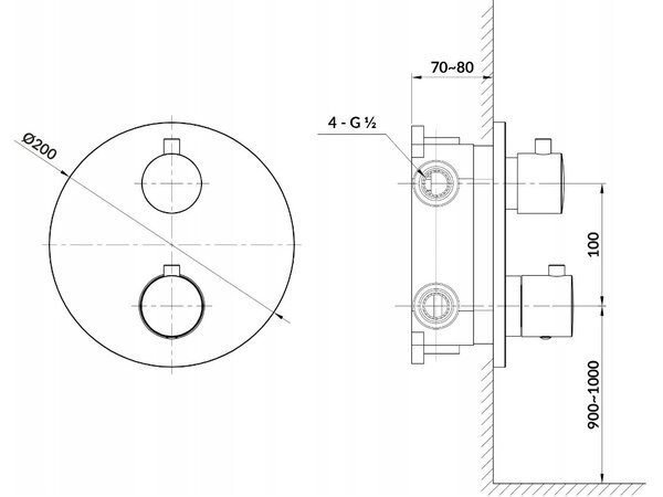 Cersanit Zen, set de baie ascuns cu cap de dus manual, crom, S952-034
