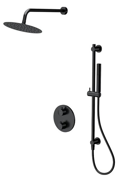 Cersanit Zen, set de duș ascuns cu duș cu ploaie și duș de mână, negru mat, S952-033